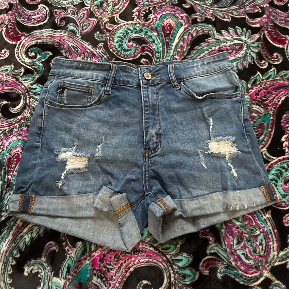 KanCan Blue Distressed Jean Shorts